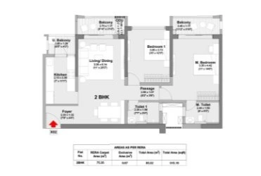 Godrej Elaris 2 BHK Floor Plan Layout